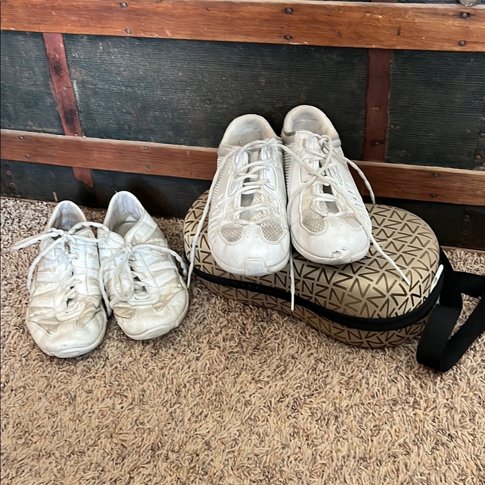 2 pairs size 8.5 NFINITY cheer shoes and case